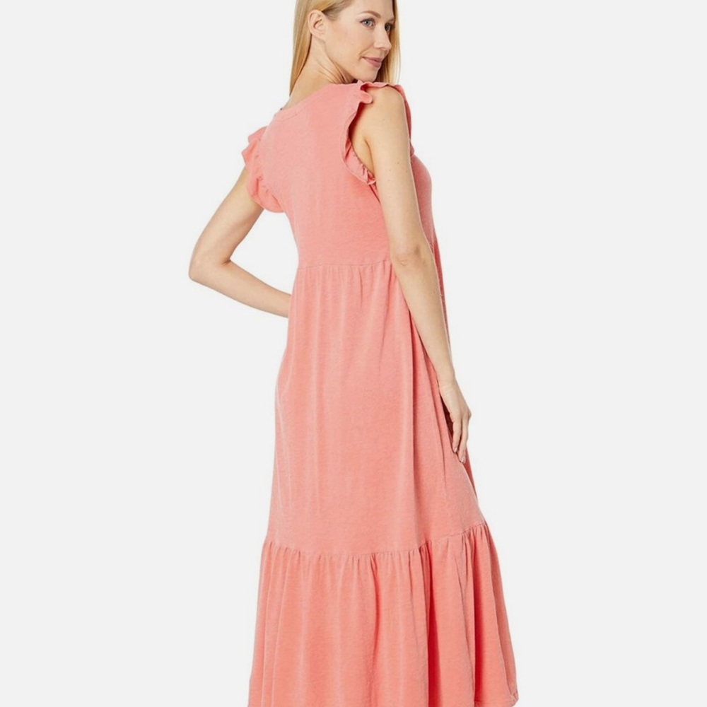 Sundry Ruffle Sleeve Tiered Midi Dress Coral Size 2